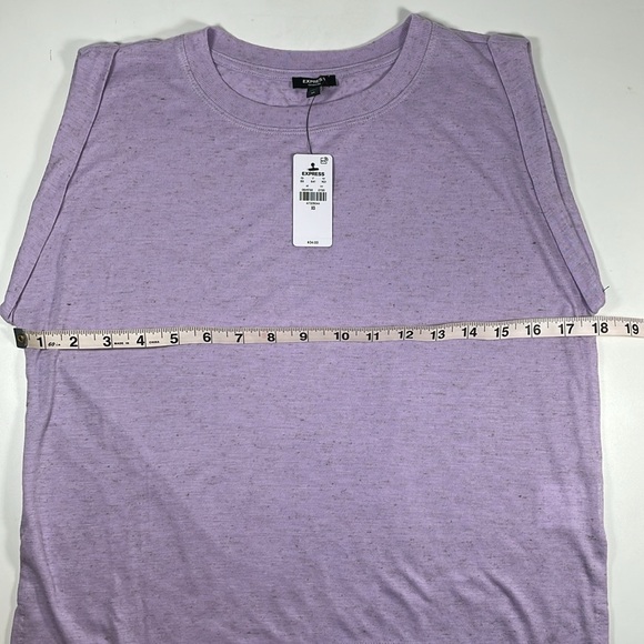 NWT Express Linen-blend crew neck muscle tank - lilac heather color Size XS - Picture 10 of 11